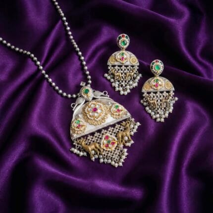 Traditional Deer Motif Indian Necklace Earring Set