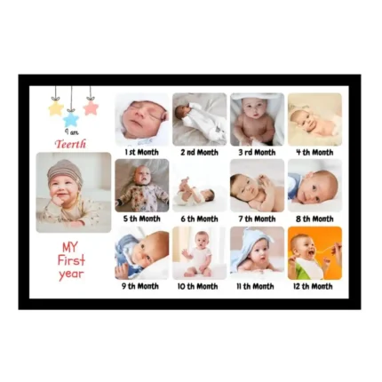 Personalized Baby's First Year Growth Journey Photo Frame Tracking 1 to 12 Months Milestones with Custom Baby Name