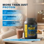 NEIVON Yeast Protein Benefits - Gut Friendly, No Bloating Formula with Glass of Prepared Chocolate Protein Shake and Jar